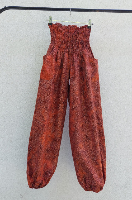 Turecké kalhoty Rezavé-bali batik