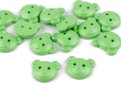 Knoflík dětský medvídek 22 mm (1ks) - zelená