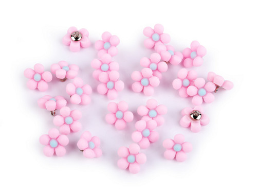 Knoflík 3D květ 14 mm (1ks) - růžová