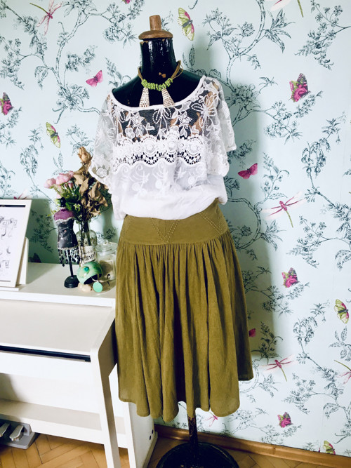 Sukně olivka mušelín — foto 1