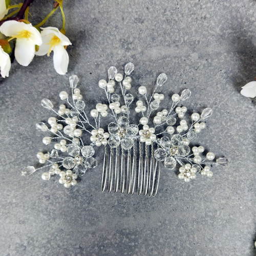 Wedding Pearls Flower Crystal ... hřeben