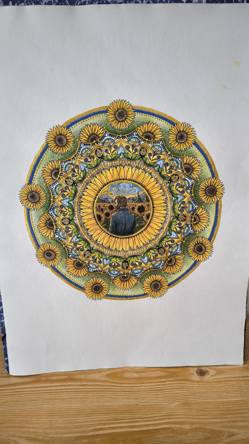 Slunečnicová mandala Vincent van Gogh