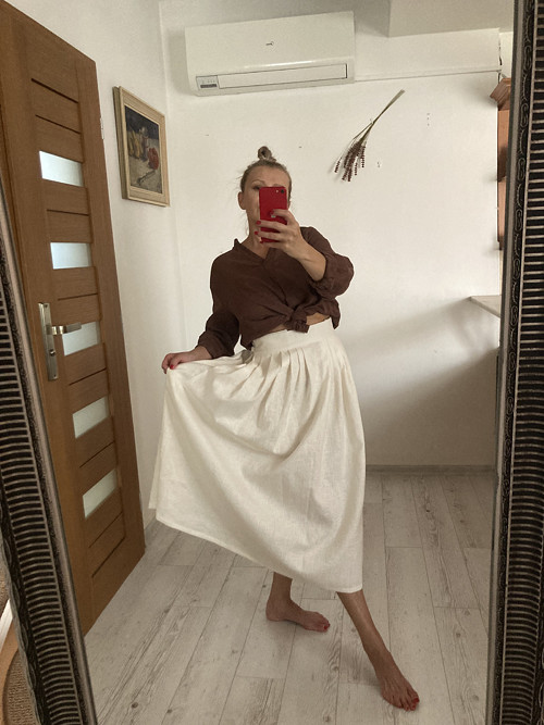 ..ako ľanový vánok.../ CREAM sukňa Linen/