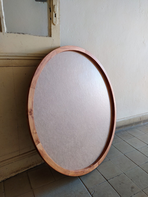 Dřevěný kulatý rám na mechový obraz 42cm - SKLADEM