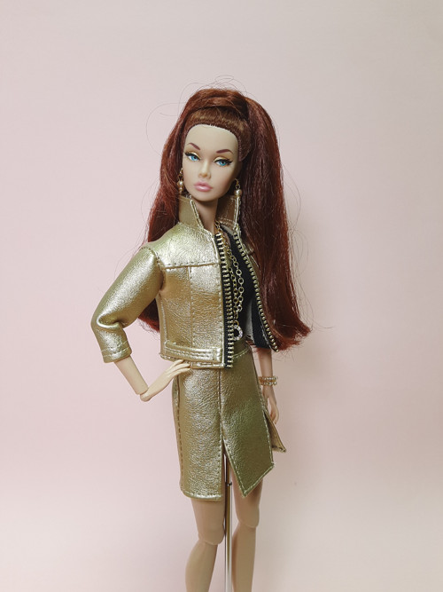 Koženková zlatá bunda pro Barbie, Poppy Parker, In