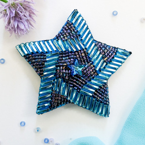 Brož Hvězda modrá s krystalem Swarovski