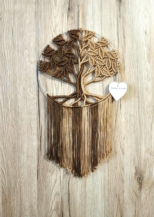 Macramé Strom života Čokohnědý/zlatoměděný 20 cm