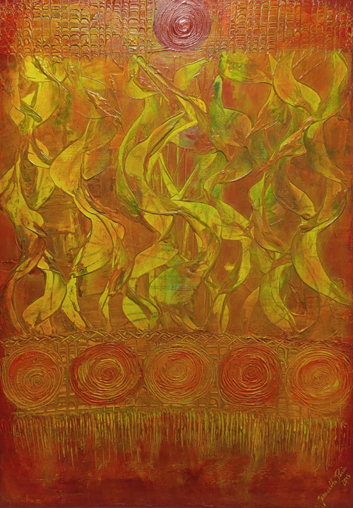 23. Plameny tančí, rozměry 70x50 cm
