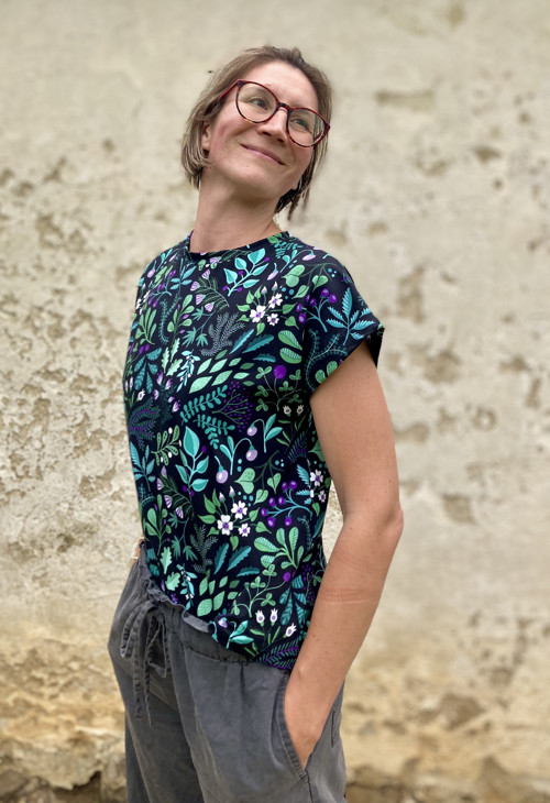Oversize tričko zelené květy — foto 1