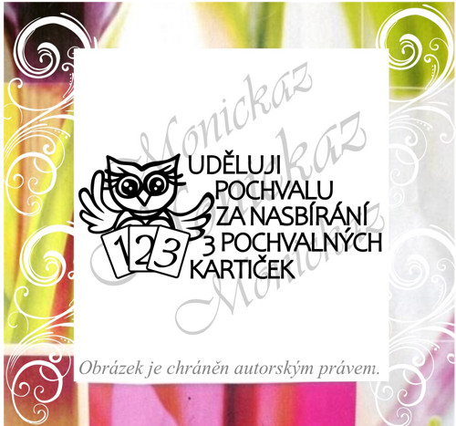 Pochvala za 3 kartičky 1568. Razítko. — foto 1