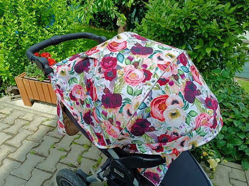Stříška ke kočárku Britax + madlo - růže