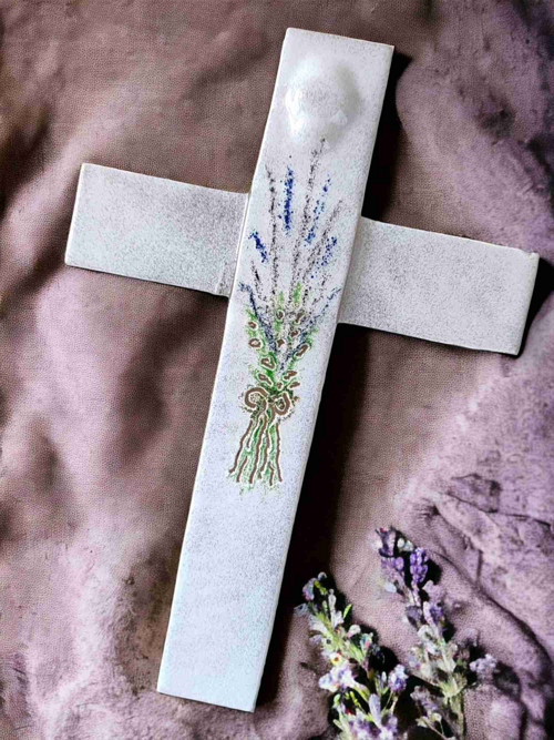 Kříž skleněný - Levandule — foto 1