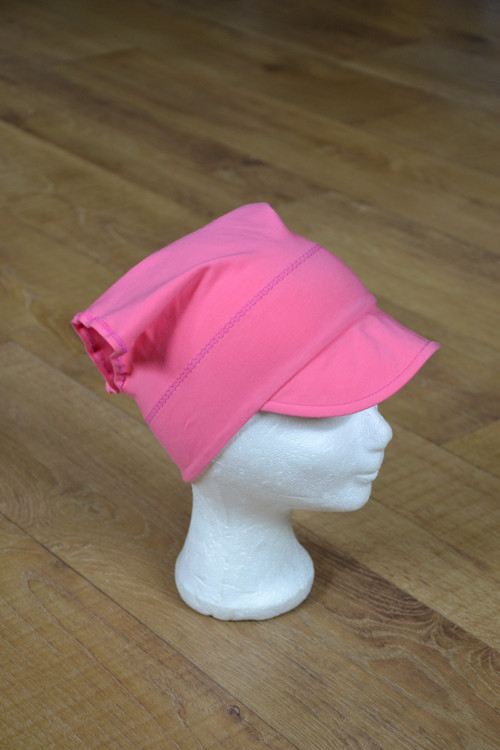 Šátek s kšiltem "růžový " vel. 48-50/1cm
