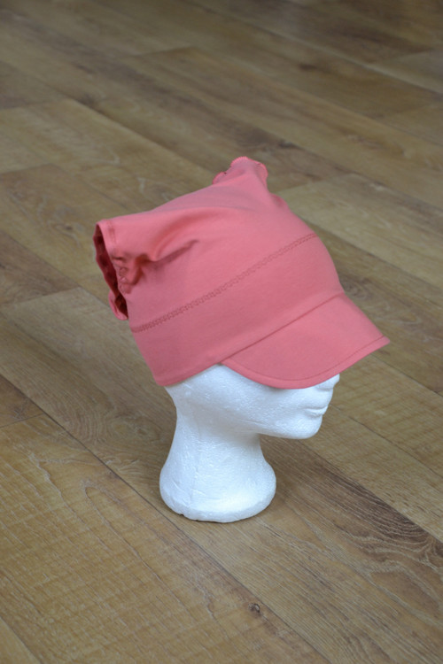 Šátek s kšiltem "broskvová " vel. 48-50/1cm