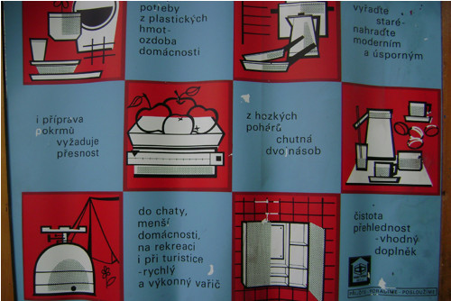 Velký retro reklamní plakát domácí potřeby