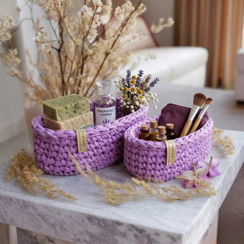 Háčkované košíky | set Iris