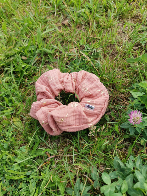 Gumička scrunchie VELKÁ - růžové chmíří