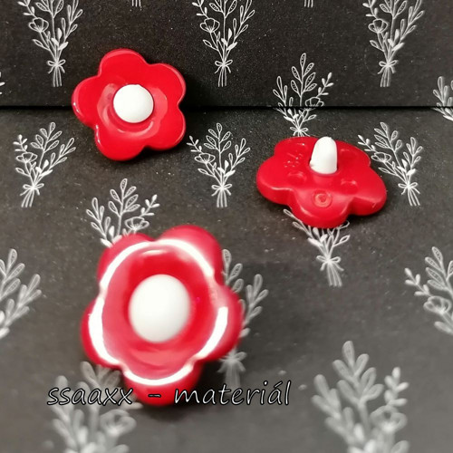 Knoflík s očkem ~ 28 mm ~ kytička ~ červená