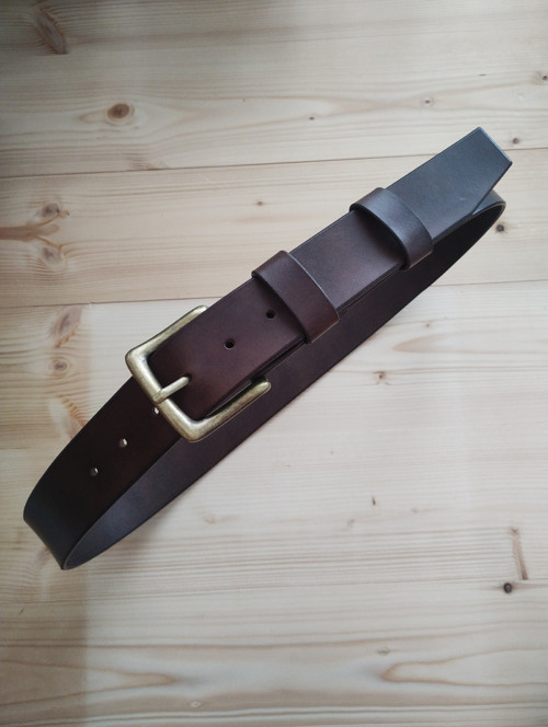 Tmavě hnědý kožený pásek 40mm