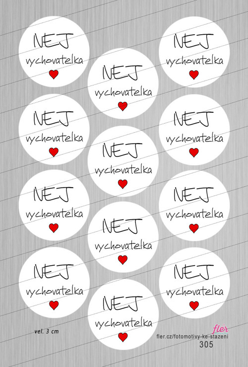 Motivy vel. 3 cm - s textem "NEJ vychovatelka"