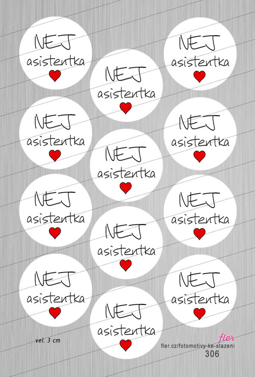 Motivy vel. 3 cm - s textem "NEJ asistentka" — foto 1
