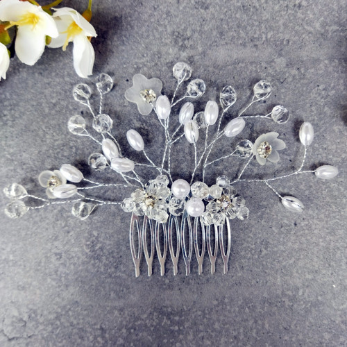 Wedding Pearls Flower Crystal ... hřeben