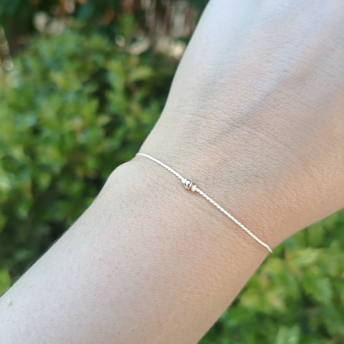 Náramek BASIC SILK (1) Luxury Silver ed. - white