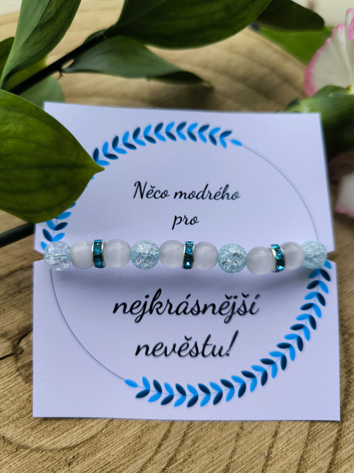 Náramek pro nevěstu - sněžný jadeit a křišťál