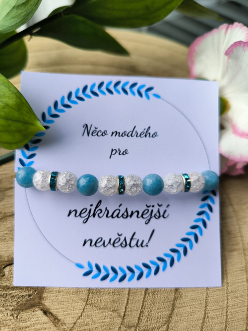 Náramek pro nevěstu - akvamarín a křišťál