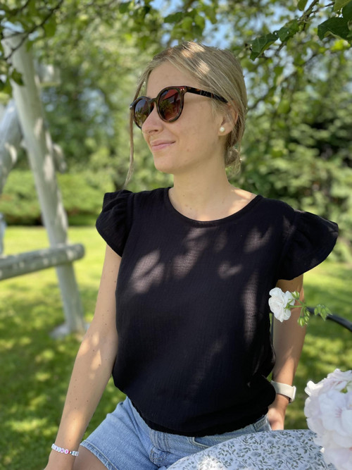 Mušelínová halenka s čepicovým rukávkem 36/38.