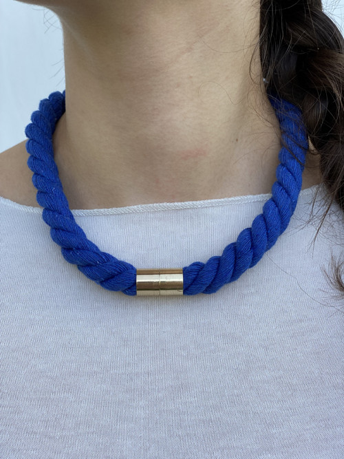 Lanový náhrdelník “ BLUE / KHAKI Minimalist”
