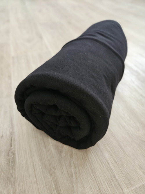 Zbytková metráž - černá elastická teplákovina — foto 1