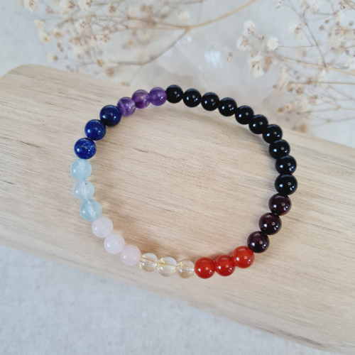 Čakrový náramek 6 mm (základem je onyx-ochrana)