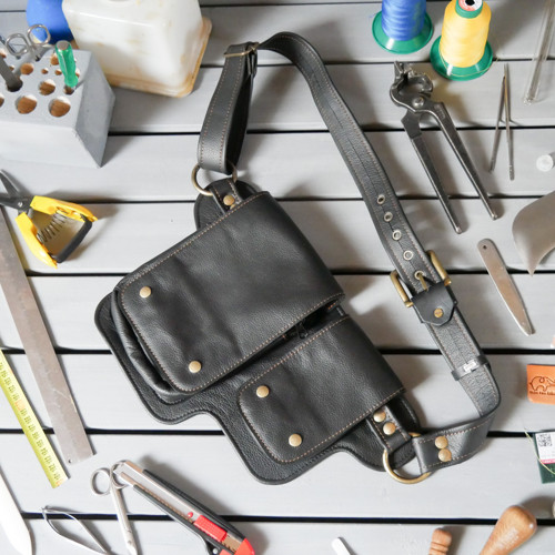 Kožená ledvinka - Bum bag černá — foto 1