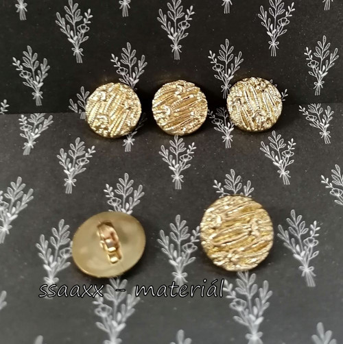 Knoflík s očkem ~ 15 mm ~ zdobený ~ zlatý