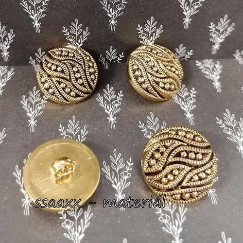 Knoflík s očkem ~ 20 mm ~ zdobený ~ starozlatý