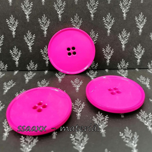 Plastový knoflík ~ 38 mm ~ neon růžový