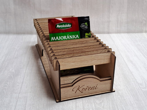 Zásobník na sáčky s kořením ( dekor sonoma )
