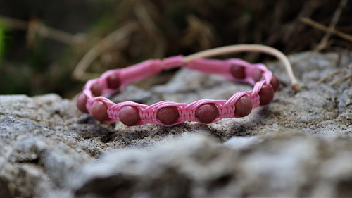 Náramek macramé "růžový rodonit" — foto 1