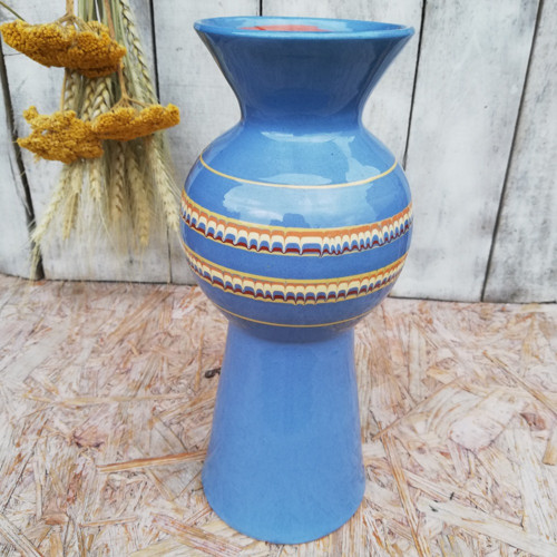 Retro keramická váza modrá mlhovina.