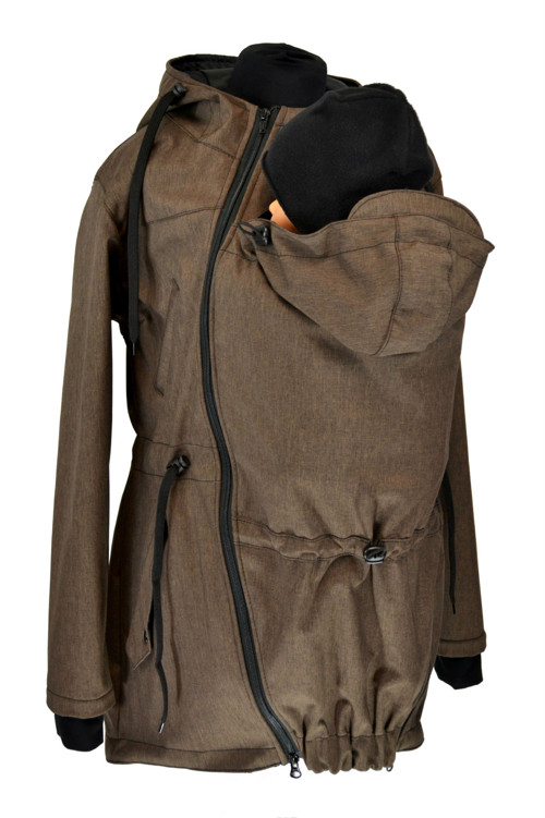 Softshell.nosící parka-hnědá žíhaná