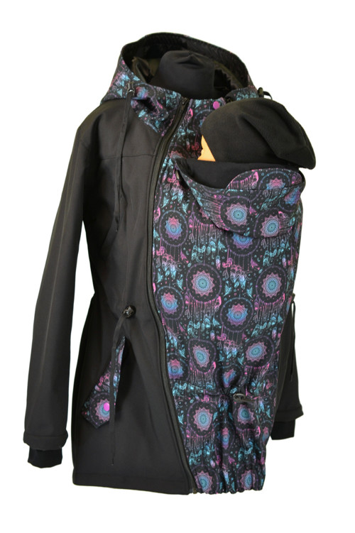 Softshell.nosící parka-černá/lapače snů
