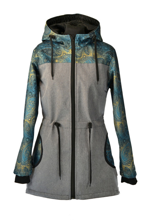 Softshellová parka-šedá/zelená obloha — foto 1