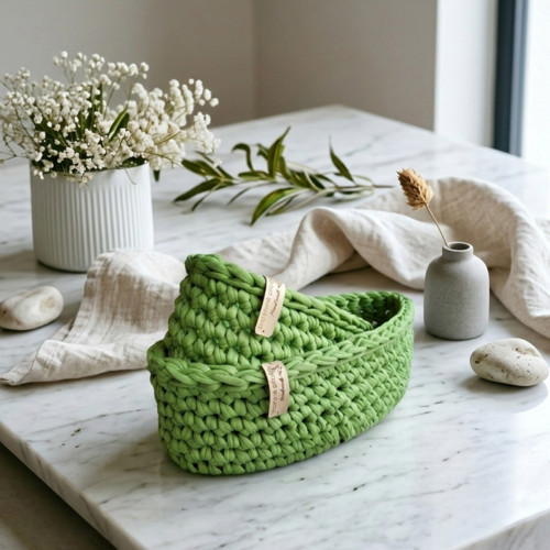 Háčkované košíky | set Pistachio Creamy