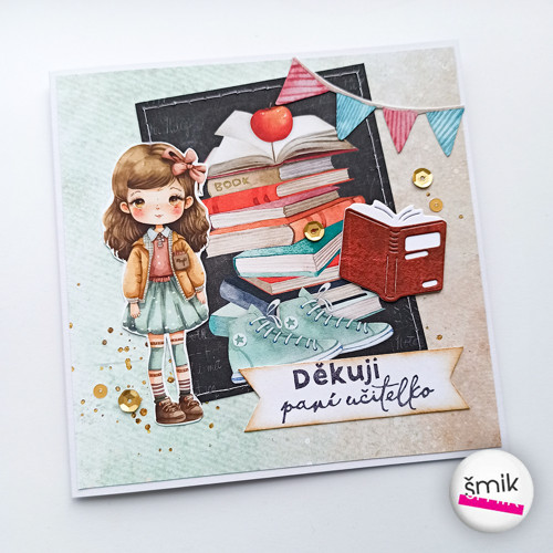 Přání pro paní učitelku s holkou "School Days"