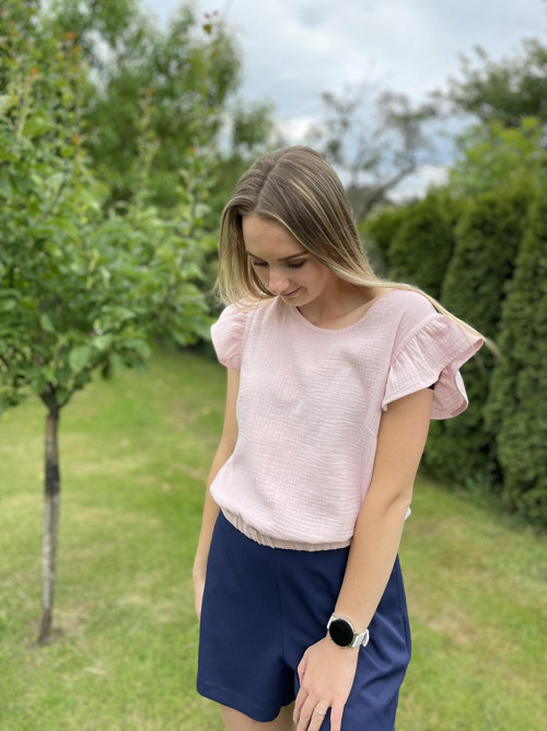 Mušelínová halenka s čepicovým rukávkem 40/42
