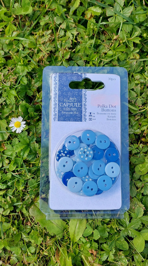 Knoflíky mix modré-Polka Dot Buttons