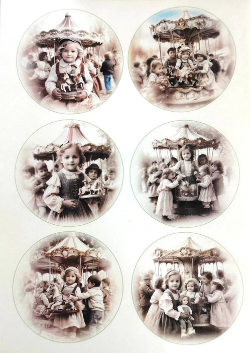 Originální rýžový papír na decoupage - Děti pouť