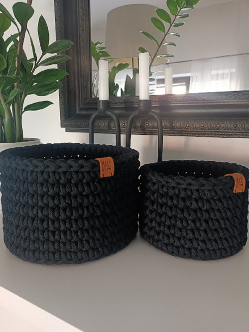 SET HÁČKOVANÝCH KOŠÍKŮ - černý