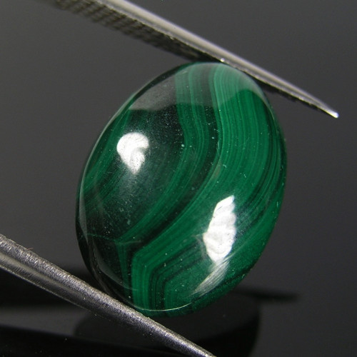 Přírodní Malachit, kabošon, 14,36ct., 17,6x13,0 mm